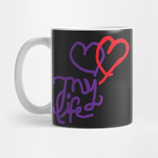 LOVE MY LIFE Tee Red Heart Purple Mug